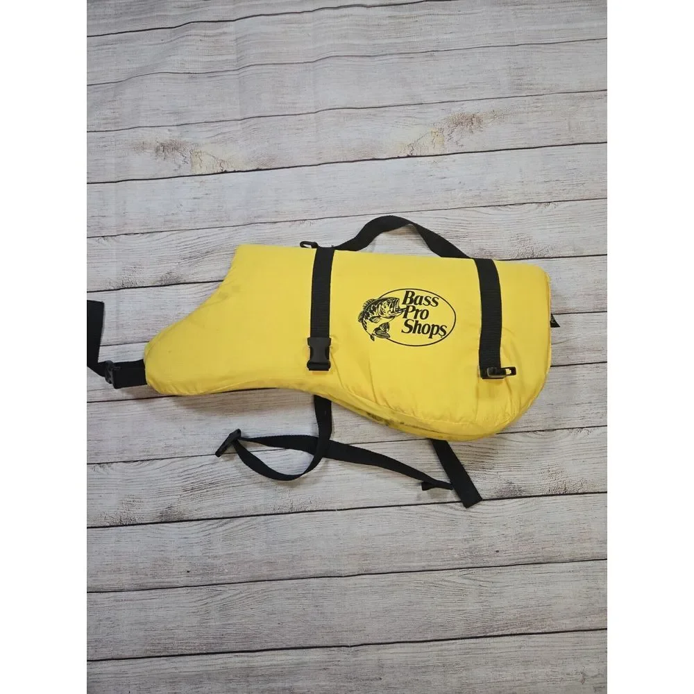Bass Pro Shops Large Pet Swim Paddle Aid Vest Yellow 60-80 Lbs D Clip Adj Straps